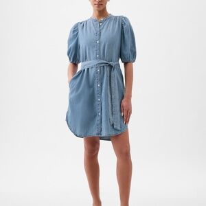 Gap Puff-Sleeve Denim Mini Dress, Size Small